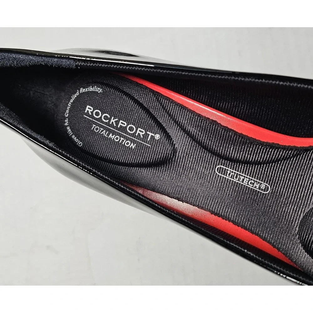 Rockport Total Motion TM‎ Salima Pump CG7773 Black Patent Leather Block Heel 5M